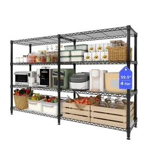 59.5"H Storage Shelves 4/5 Tier L-Shaped Shelving Unit, 1325 LBS Metal Shelves Heavy Duty Shelving Storage Rack Corner Shelf with Adjustable Shelf, for Kitchen Pantry Bedroom