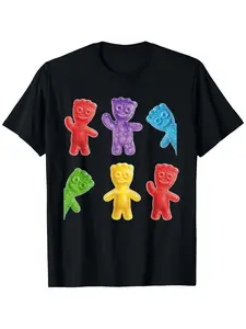 Individualistic round-neck short-sleeved shirts for Boy and girl 🔥   Youngsters' Sour Candy Patch Graphic T-Shirt - 100% Cotton Regular Fit Casual Tee with Colorful Geometric Design, Round Neck & Medium Stretch for Boys & Girls, Cute T Shirts