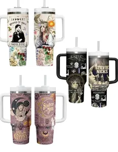 Stevie Nicks Tumbler | 40oz Handle Mug | Sister of the Moon Gift | Fleetwood Mac Fan Cup | Retro Witchy Hippie Goth Aesthetic Water Bottle FGDE