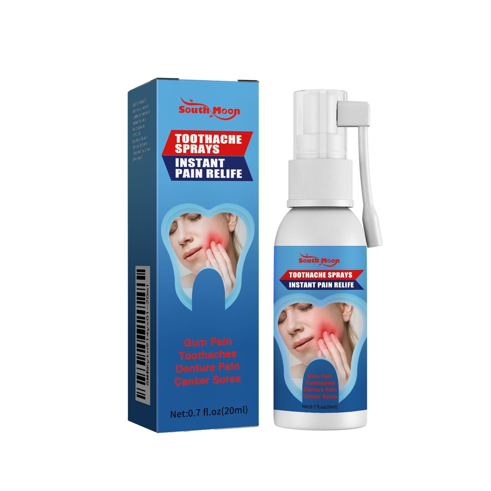 Adult toothache relief spray (oral spray); targets toothache and nerve areas to rapidly numb the affected site, alleviating pain caused by wisdom teeth and inflamed, swollen gums.