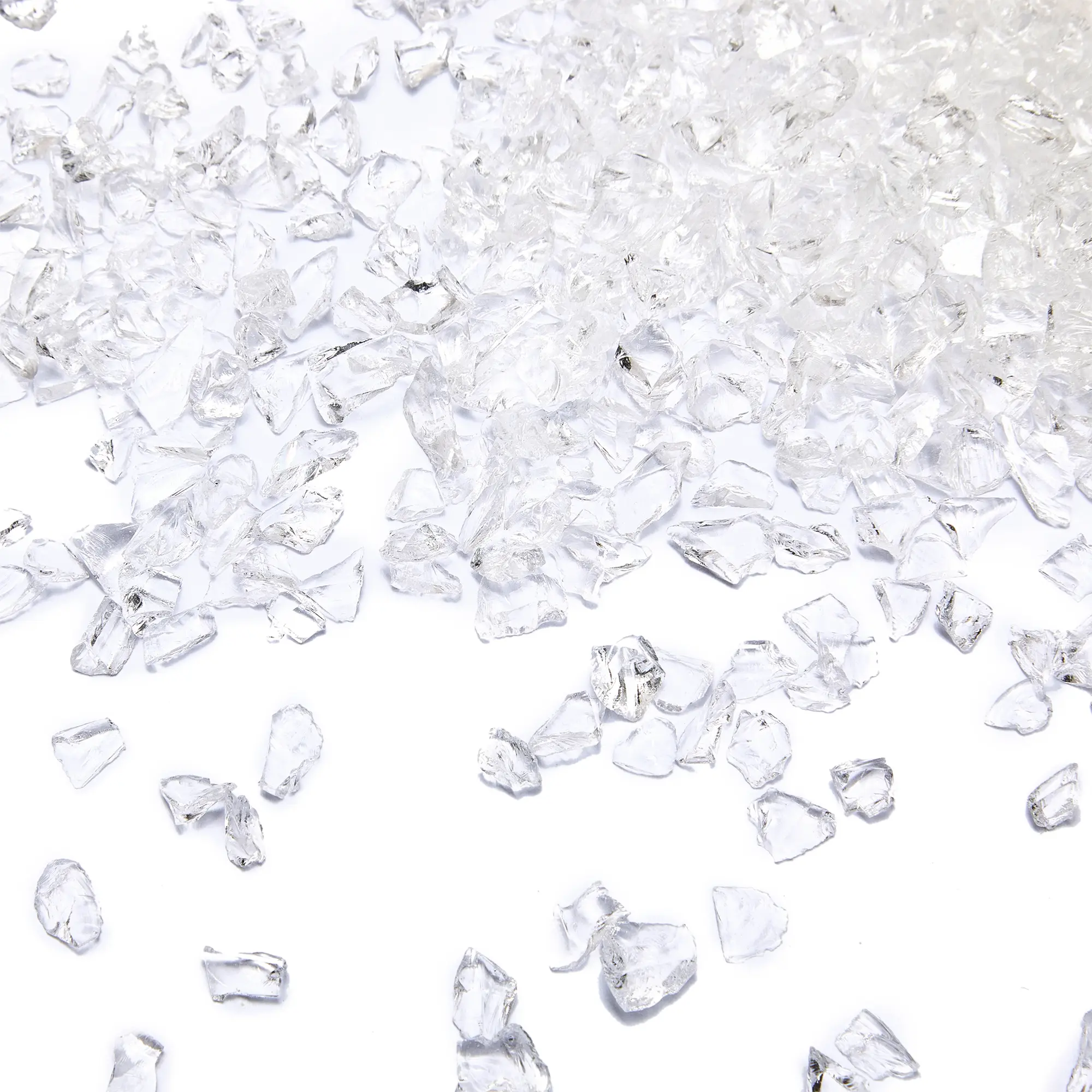 High Luster Fire Glass Gravel Stone Glitter,Broken Glass,Fire Gems Chips,Crushed Glass for Fire Pit Crafts Resin Art Aquarium Garden Decoration,1-3mm,200g (Crystal/Transparent)