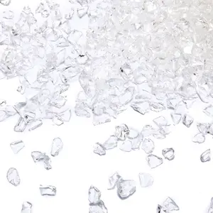 High Luster Fire Glass Gravel Stone Glitter,Broken Glass,Fire Gems Chips,Crushed Glass for Fire Pit Crafts Resin Art Aquarium Garden Decoration,1-3mm,200g (Crystal/Transparent)