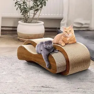 2-in-1 Deluxe Cat Scratcher Lounge Bed - Sturdy Cardboard Construction, Prevents Furniture Damage, Durable Board Pads, Easy Assembly