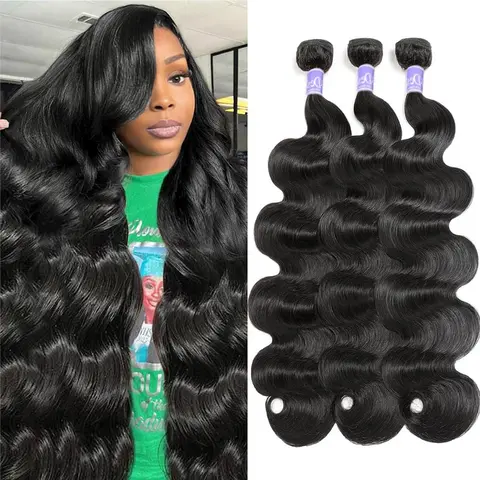 UDesire 16A Brazilian Virgin Body Wave Human Hair Bundles, 8-26 in Natural Black Unprocessed Machine Weft for Black Women, Tangle-Free Natural Look Extensions