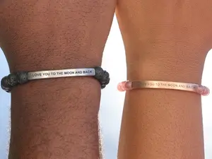 I Love You To The Moon And Back - Couples Bracelet Set - InspirationCo Engraved Bracelets