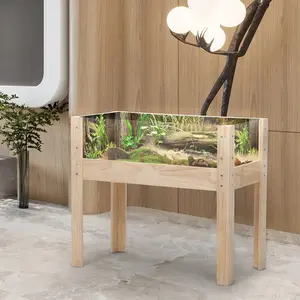 Wooden Tortoise House, Turtle Habitat, Indoor Tortoises Enclosure with Viewing Windows, Reptile Cage, Natural