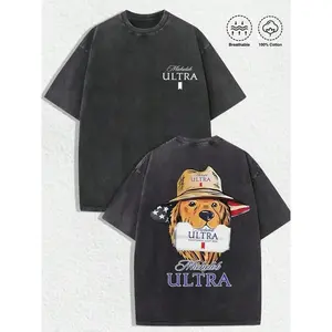 Comfort ColorsMichelob Ultra American Dog Vintage Tee,, Front Logo Back Flag Dog Art, Unisex Regular Fit,