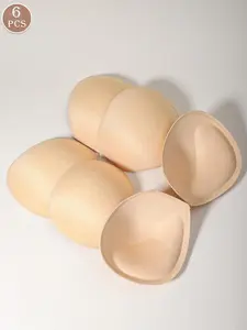 6pcs chest pads to prevent breast expansion, with stitched inner bra pads, cup inserts, breathable round yoga pads, thickened bra pads, large size
