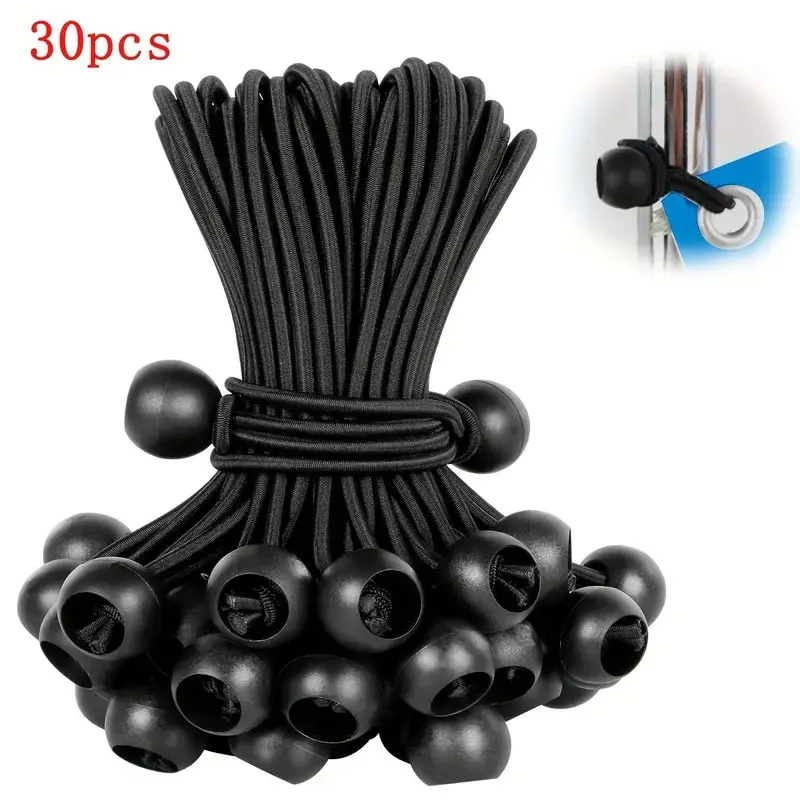30 Heavy-Duty UV-Resistant Adjustable Outdoor Bungee Cords with Swivels, Synthetic Winch Ropes for Camping, Cargo Transport