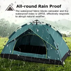 ​ 3-4 Person Automatic Camping Tent Hiking Instant Canopy Pop Up Tents Waterproof,Instant Easy Up Double Layer Anti-UV 2 Doors-Instant Family Tents For Camping Hiking & Traveling