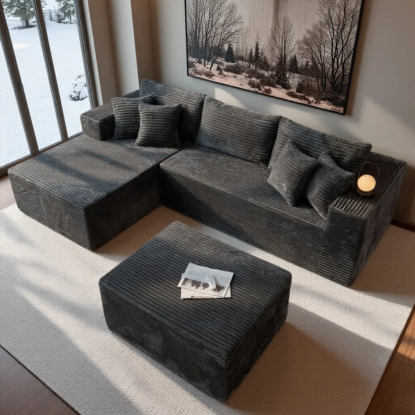 CAODOC Cloud Couch with U Shaped Couch, Oversized Modern Modular Sectional Sofa Set with Deep Seat, Plush Corduroy Upholstered Couches for Living Room Bedroom, No Assembly Required, 3 Seater CAODOC Cloud Couch with U Shaped Couch, Oversized Modern Modular Sectional Sofa Set with Deep Seat, Plush Corduroy Upholstered Couches for Living Room Bedroom, No Assembly Required, 3 Seater