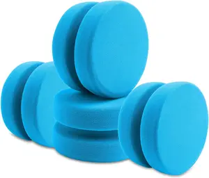 4PCS Double-Side Round Paint Sponge Applicators - 3.1 Inch Blue Round Detail Sponges for Acrylic Oil Watercolor Art & Car Waxing Kitchen Cleaning