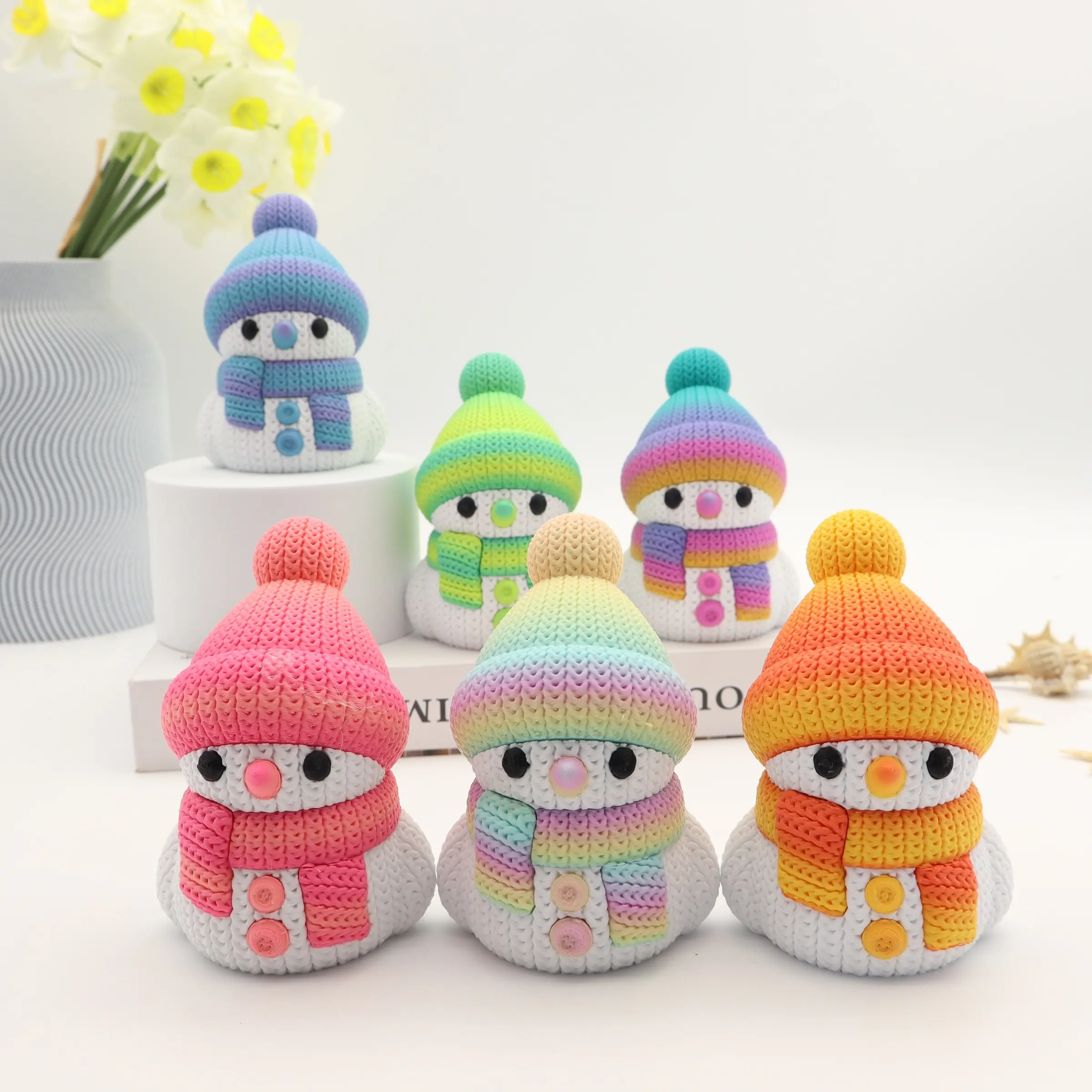 3D Printed Snowman Set, Home Decor Desktop Ornament, Festive Decoration, Durable Plastic Decor, Halloween Christmas Gift, Suitable for Any Occasion, 1pc/6pcs, Desktop Statue, Christmas Table Decorations
