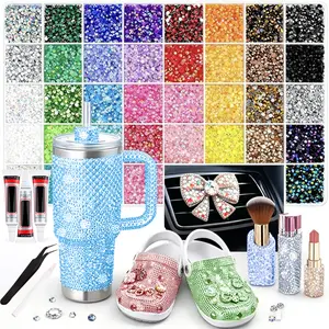 40000PCS 40 Colors Resin Jelly Rhinestones • 3MM Flatback Gems • Bedazzling Kit for Crafting, Clothing, Shoes, Nail, Make Up, Book, Diamond Art • DIY Decoration