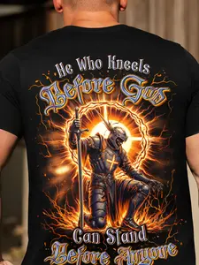 Plus Size Men'S Christian Faith T-shirt |   Y2K Street Style, God'S Choice Print, Suitable for Church, Casual Wear, and Christian Gifts - Machine Washable Crew Neck Short Sleeve, Faith-Based Fashion, Hip Hop Street Style, Men'S Gift Idea