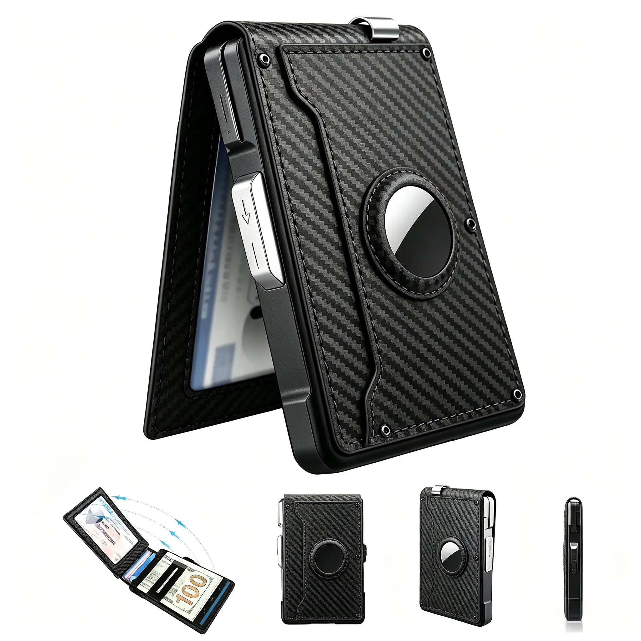 Men's Minimalist RFID Blocking Bifold Aluminum Wallet, Layered Men’s Wallet Holding 10-13 Cards, Pop-Up Card Slot, Cash Clip plus ID Window, Mens Wallet, Compartment Wallets, father'sdaygifts, Rfid Card Holder