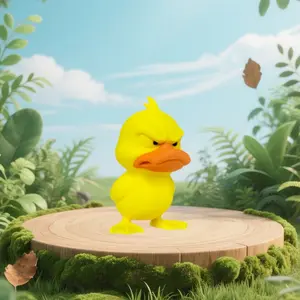 1 3D-printed cute duck figurine with wide-eyed expression; a charming, relaxed sitting duck statue—available in printed plastic. Perfect for home, office, Halloween, Christmas, Easter, Valentine’s Day, and Thanksgiving decorations.
