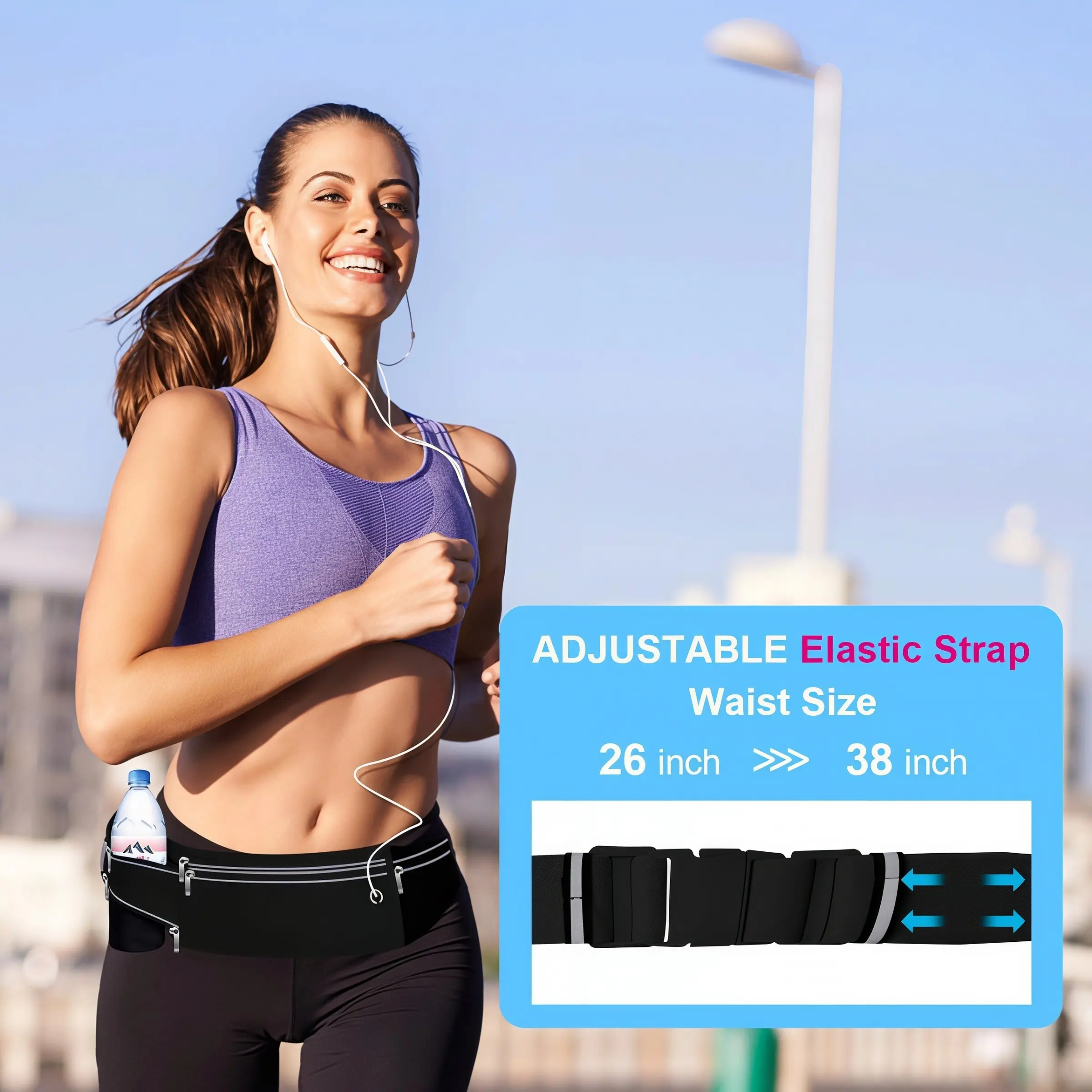 Unisex Thin Sport Running Waist Bag, Mobile Phone Pouch, Coin Wallet, Running Gear Accessory, 3 Pockets, Lightweight & Practical