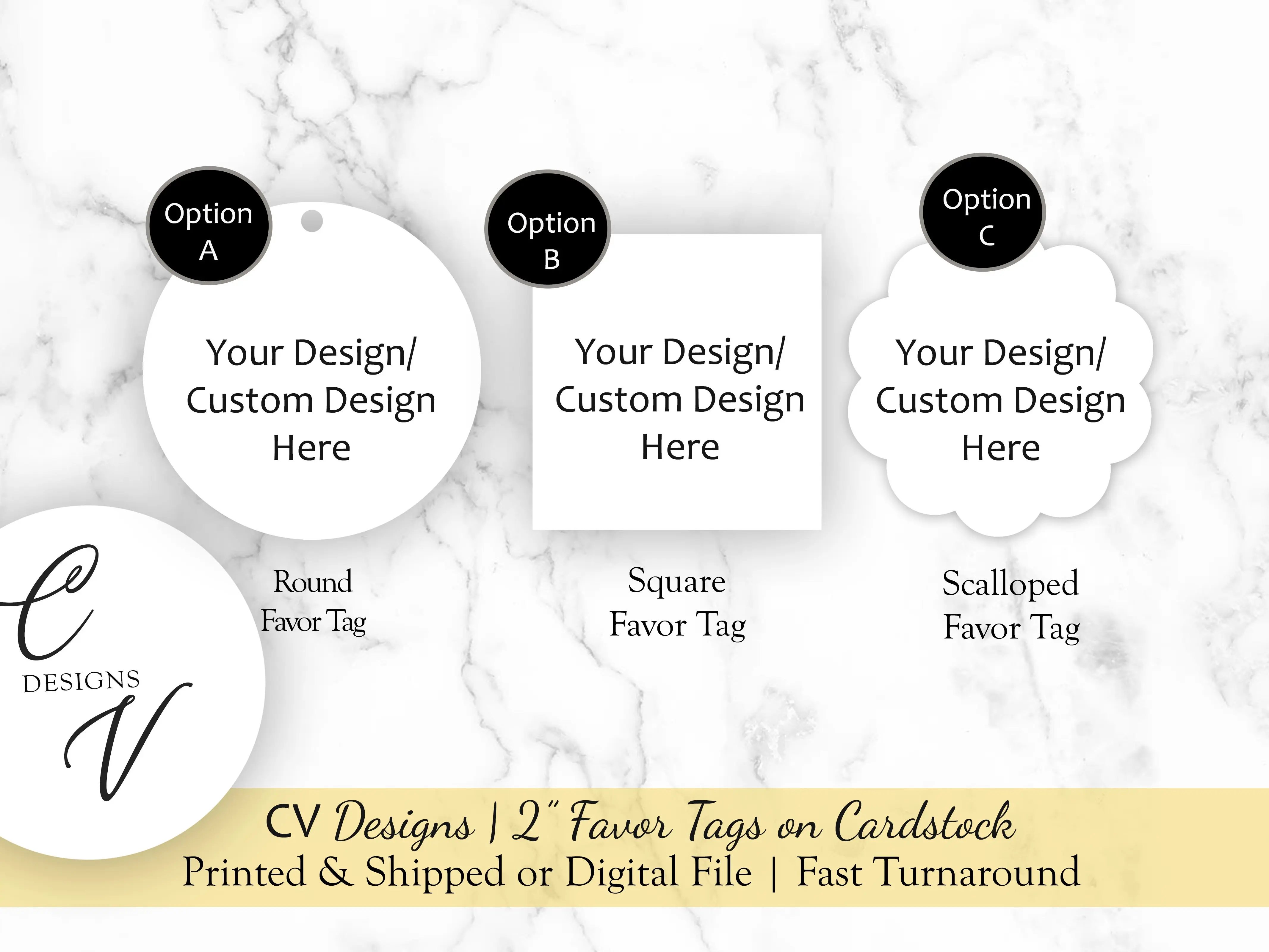 Custom Cardstock Favor Tags, 2 inches
