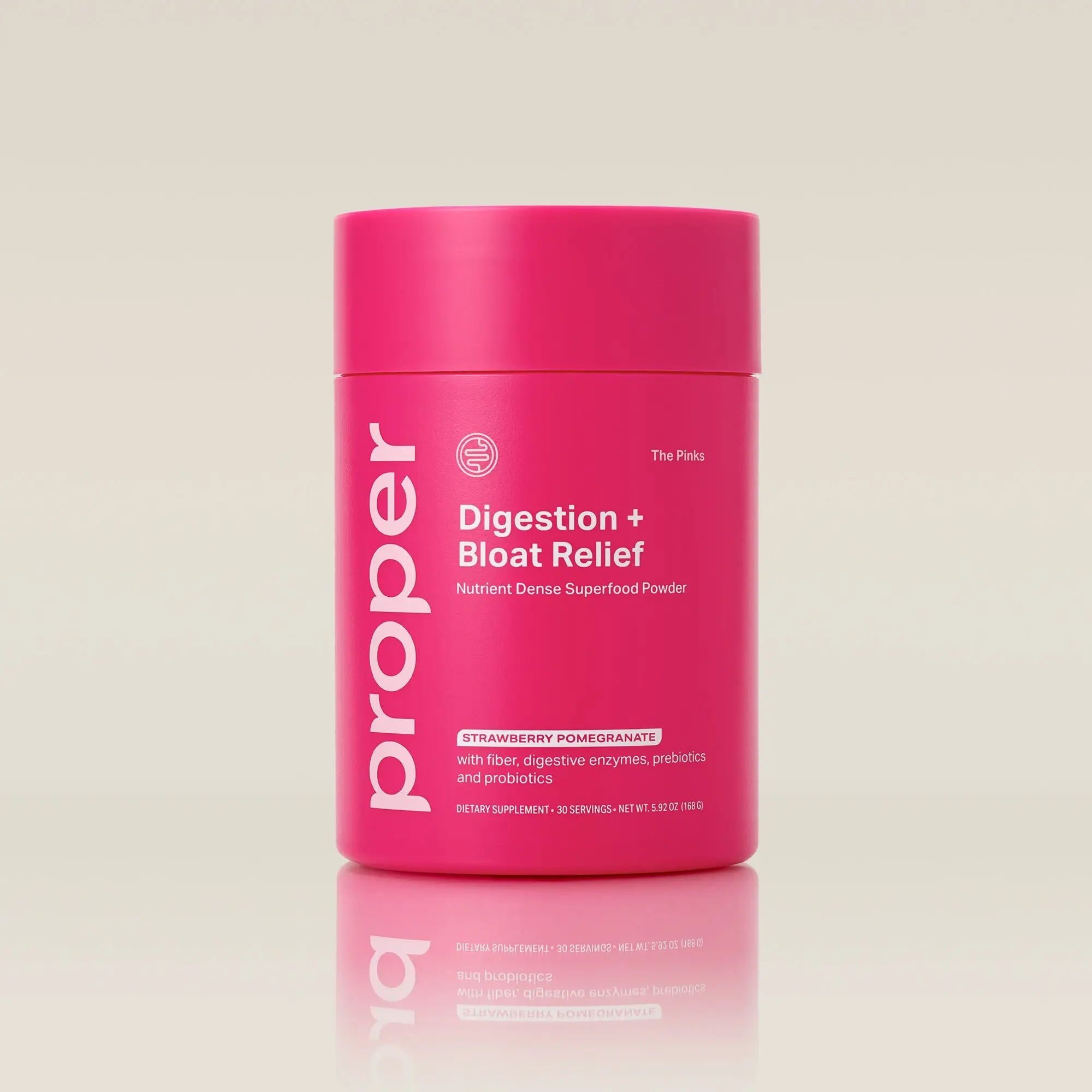 The Pinks Digestion & Bloat Relief Superfood Powder - With Gut Health Probiotics, Prebiotics, and Enzymes for Digestive Support - Strawberry Pomegrana
