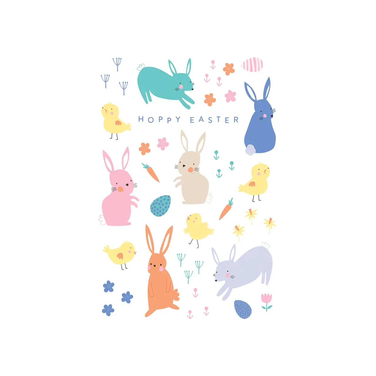 Hoppy Easter Bunnies Pastel Easter Card