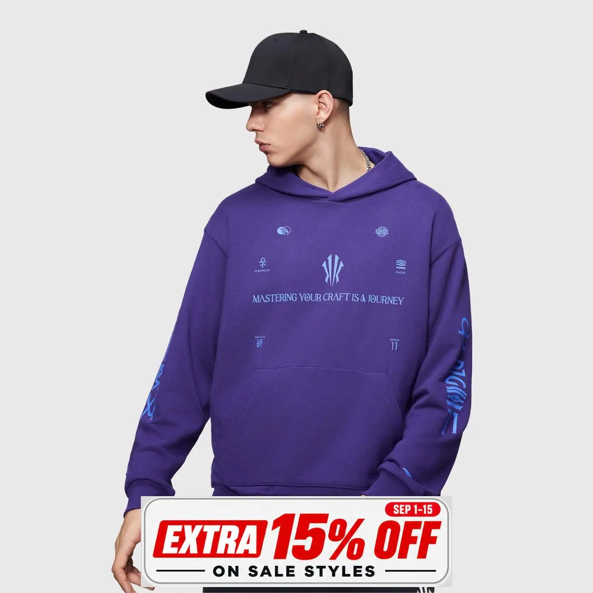 ANTA MEN KAI Hoodie Classic Fashion Basketball Daily Wear Long-Sleeve Purple Blue White Athleisure Gym Casual Streetwear Activewear Fall Layering Gym Training Kyrie Irving