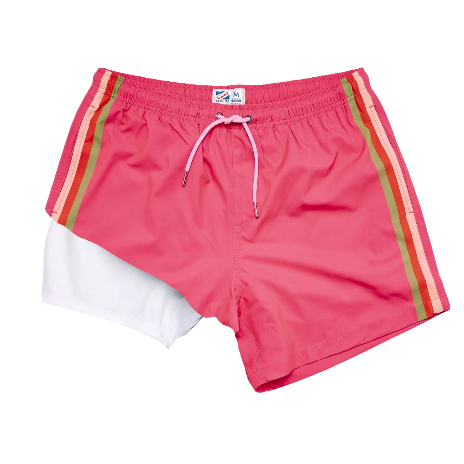 Pink - Chafe-Free Swim Trunks - Waterproof Pocket -5 inseam
