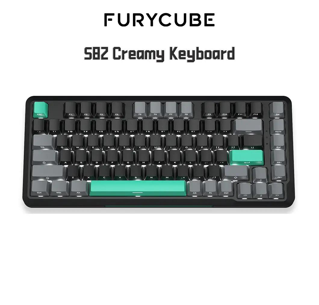 K.K7777 2台まとめ V8 Fluffy+ SV10FFCOM2 FURYCUBE S82 Side-Engraved Gasket Mounted Mechanical Keyboard - 82