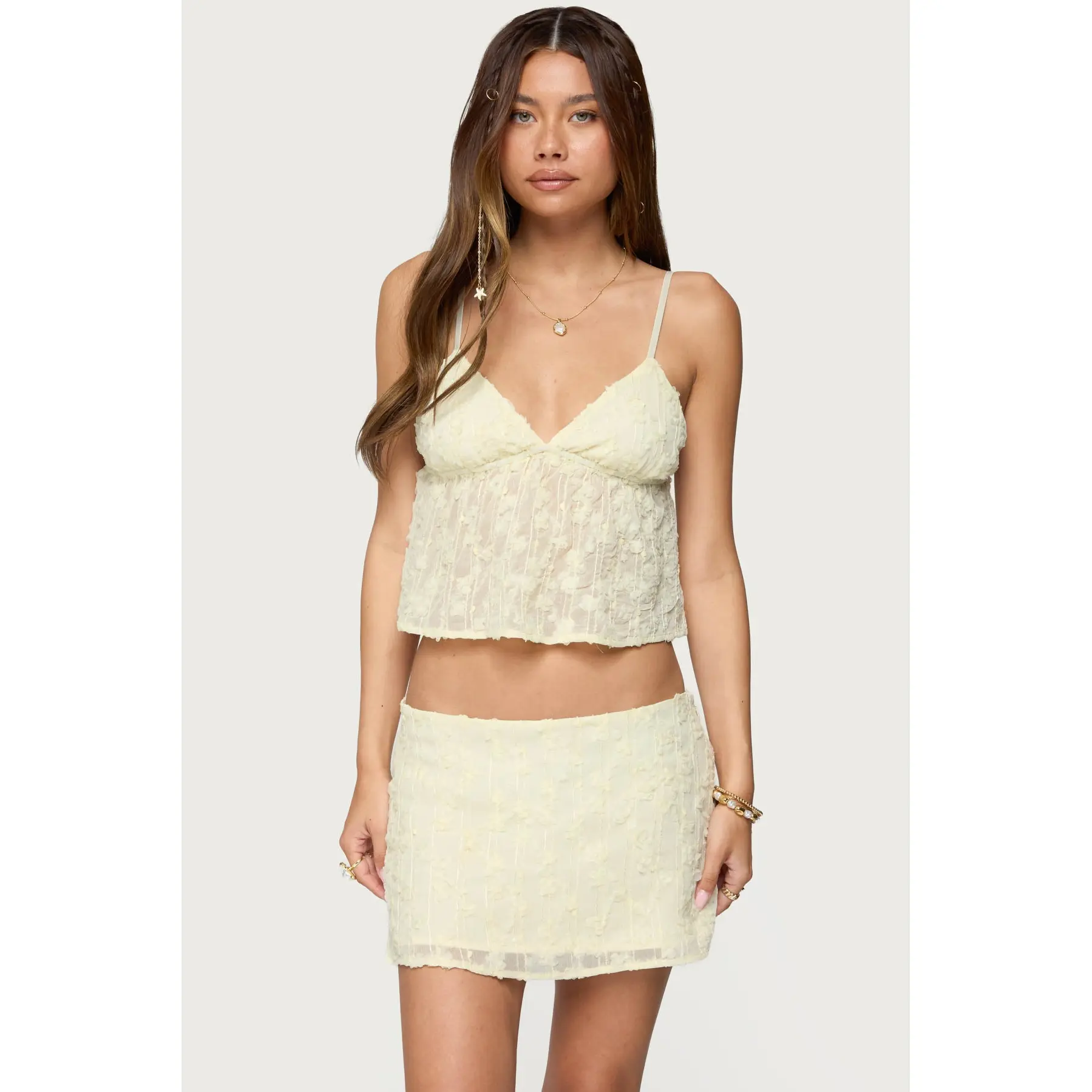 Leora Textured Floral Babydoll Top