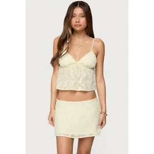 Leora Textured Floral Babydoll Top