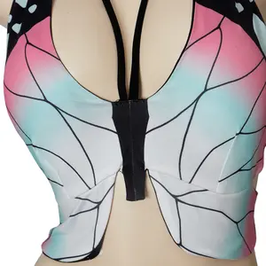 Sexy Butterfly Shinobu Demon Slayer Cosplay Lingerie Set – Anime Kimono Babydoll & Garter Belt for Women Comfort Womenswear Elegance Breathable Matching Adjustable Lace Love Straps Fabric Basic Crewneck Minimalist Pink