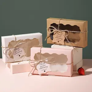 60 Pcs Gift Box Set with 20 Boxes 20 Jute Strings 20 Cards Kraft Paper Window Boxes Gift Wrapping Set for Wedding Christmas Valentine Party Favors