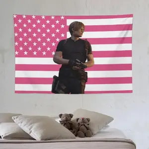 Leon Kennedys American Flag Tapestry Hippie Home Decor Aesthetics Wall Hanging Bedroom Dorm Background Cloth Birthday Gift -room decor