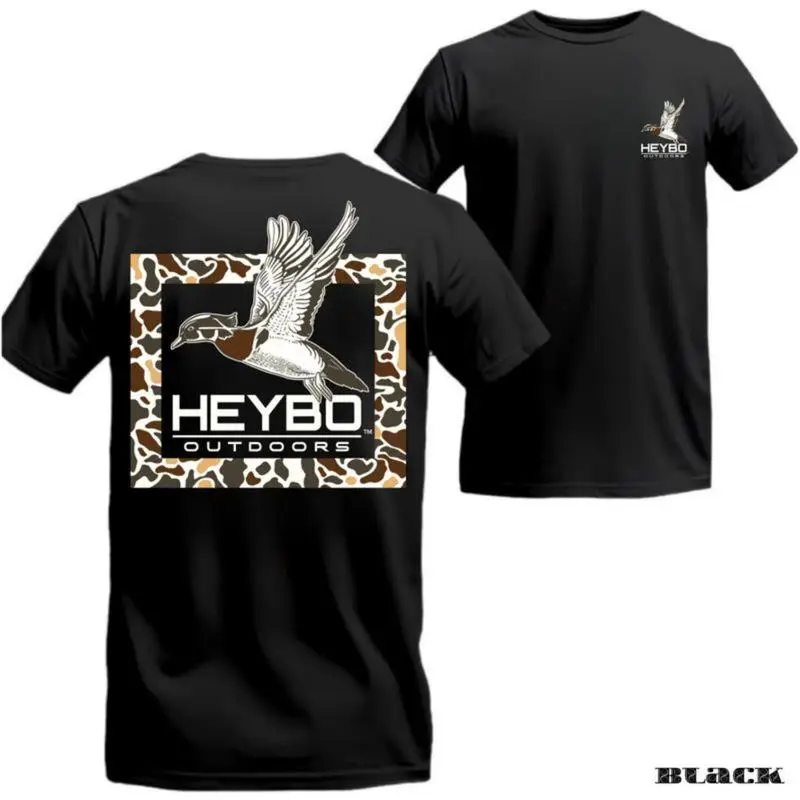 180gTLXT Double-sided Print Design Black Roundneck Tshirt|         Flying Mallard Graphic Tees For Waterfowl Hunters|         Outdoor Sport Menswear|         Tropical Classic Crewneck Shortsleeve|         Stylish Casual  Cotton StreetwearLightweight
