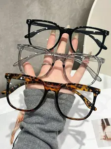 Unisex Simple Style Plain Color Eyeglasses, Trendy Casual Eyeglasses for Everyday Use, Fashion Accessories for Outdoor Activities, Stylish Square Frames