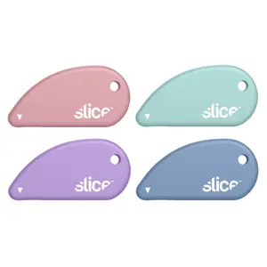 Slice Safety Cutter Pastels 4 Pack  Micro-Ceramic Blade Magnetic Keychain Friendly Dishwasher Safe for Packaging & More