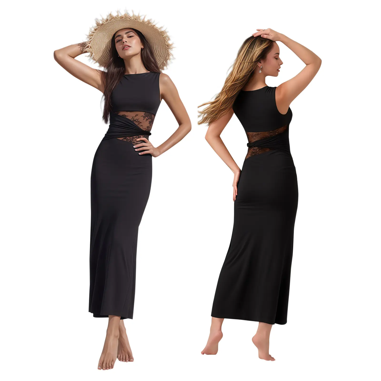 Women's Summer Bodycon Dress - Lace Sexy Patchwork Sleeveless Casual Fashion Long Dress For Elegant Style - TikTok Shop Women's Summer Bodycon Dress - Lace Sexy Patchwork Sleeveless Casual Fashion Long Dress For Elegant Style - TikTok Shop