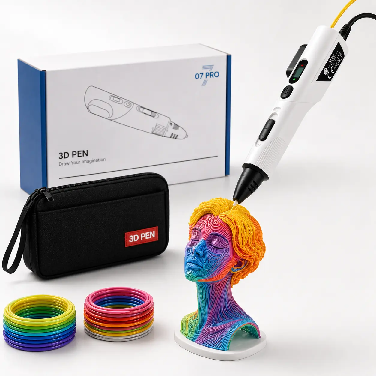 Professional 3D Printer Pen Kit with Preset Temperature, LCD Screen, Stepless Speed, Power Cord for 1.75mm PLA ABS, DIY Drawing for Unisex Adults & DIY Lovers, Meaningful Gifts,back to school,back to school haul