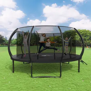 Outdoor Trampoline, 16FT Recreational Trampoline  for Kids and Adults,  ASTM Approved Trampoline with Safety Enclosure Net, Wide Ladder and Anti-Rust Coated Frame