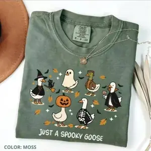 Comfort Colors Just a Spooky Goose Halloween Shirt, Funny Goose Costume Tee, Spooky Season Shirt, Spooky Tee, Trendy Autumn Gift