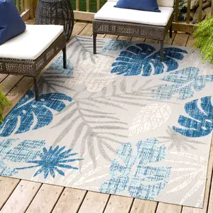 JONATHAN Y Monstera Tropical Leaf High-low Indoor/outdoor Area Rug; for Living Room, Kitchen, Bedroom, Dining Room, Patio, Porch, Backyard