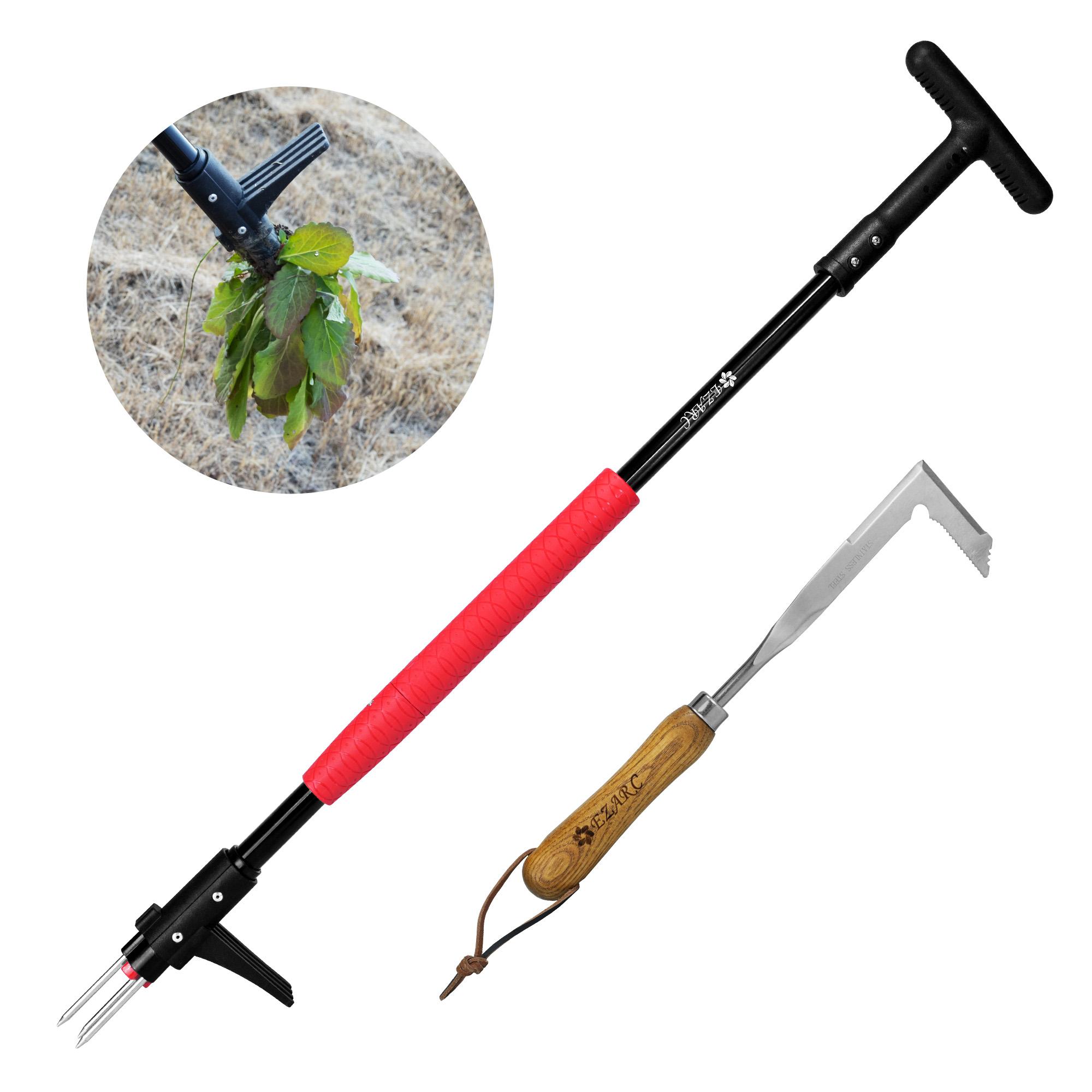 EZARC All-in-one Weeding Tool Set, Stand-up Garden Weeding Tool with Crack Weeder, gift idea for gardener