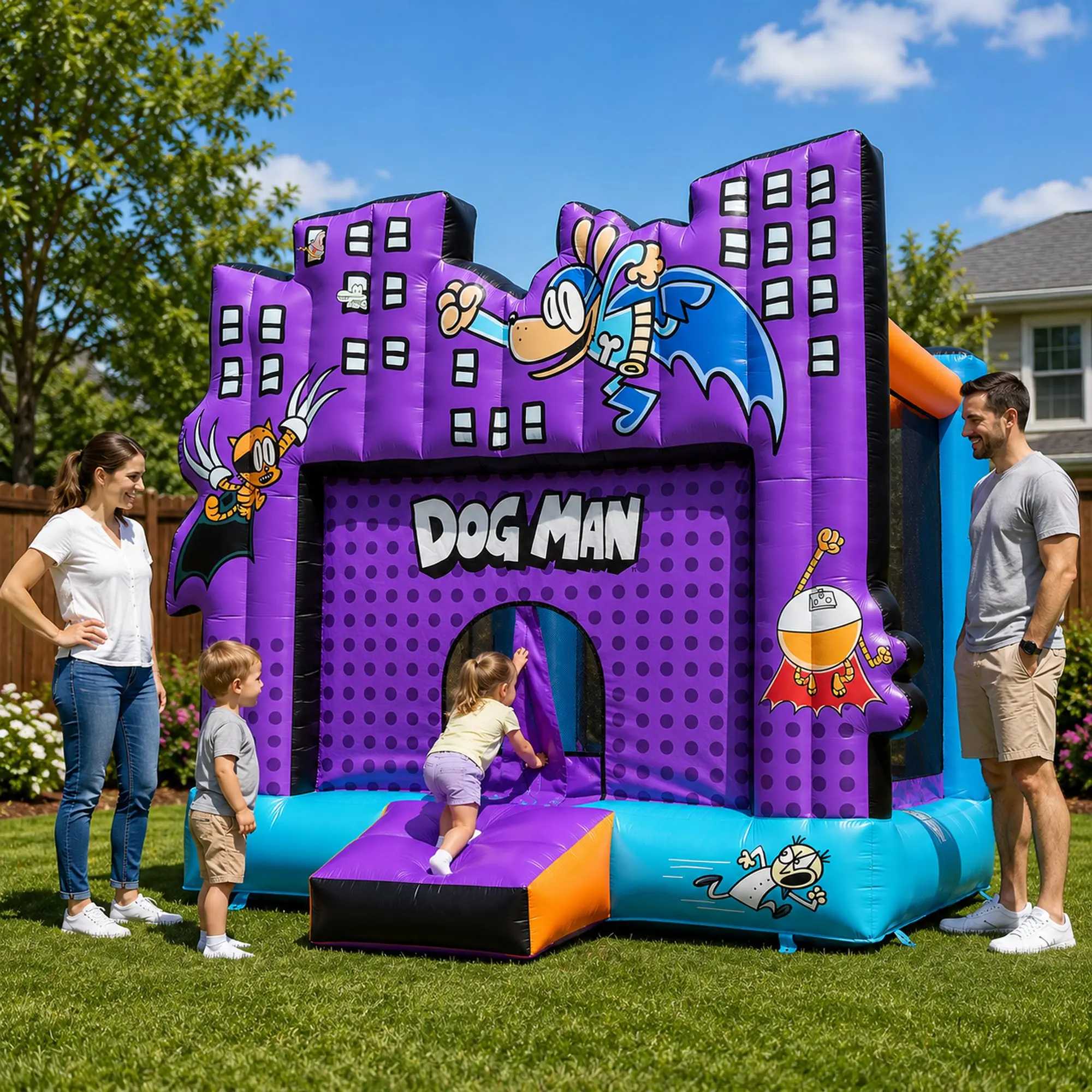 Pogo Bounce House Official Dog Man™ Backyard Kids Inflatable Jump Castle