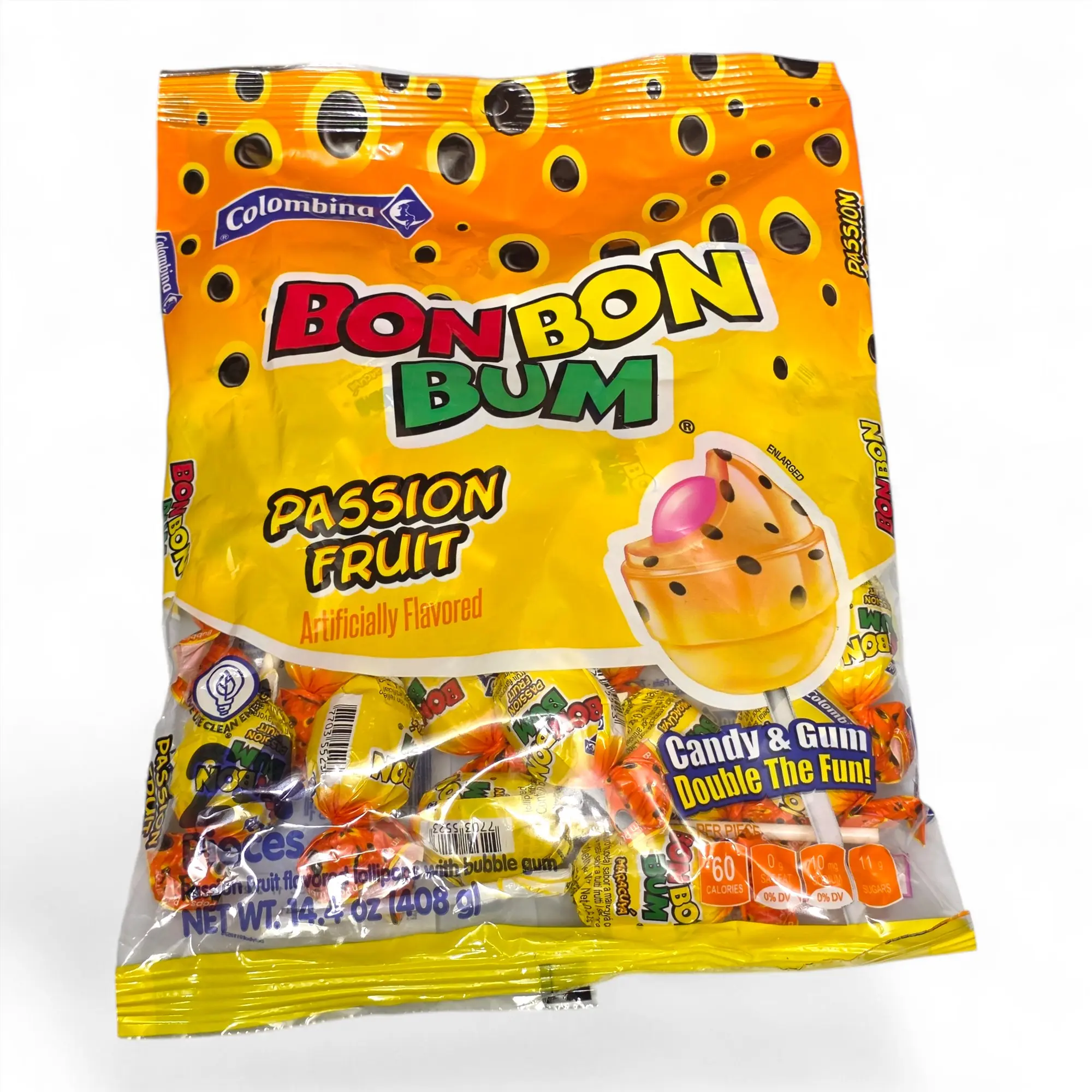 Colombina Bon Bon Bum Pasion Fruit  408g 24Unit - Elegant Packaging for Parties and Gatherings - Snack
