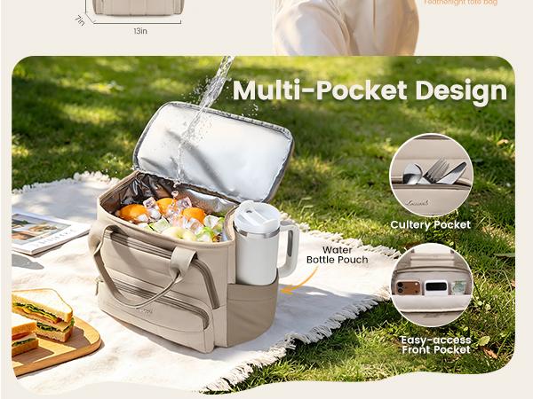 LOVEVOOK Lunch Box for Women, Large for Work & Picnic,Wide Opening Soft Cooler Bag with Large Cup Holder, 13L&18L. TikTokShopBackToSchool