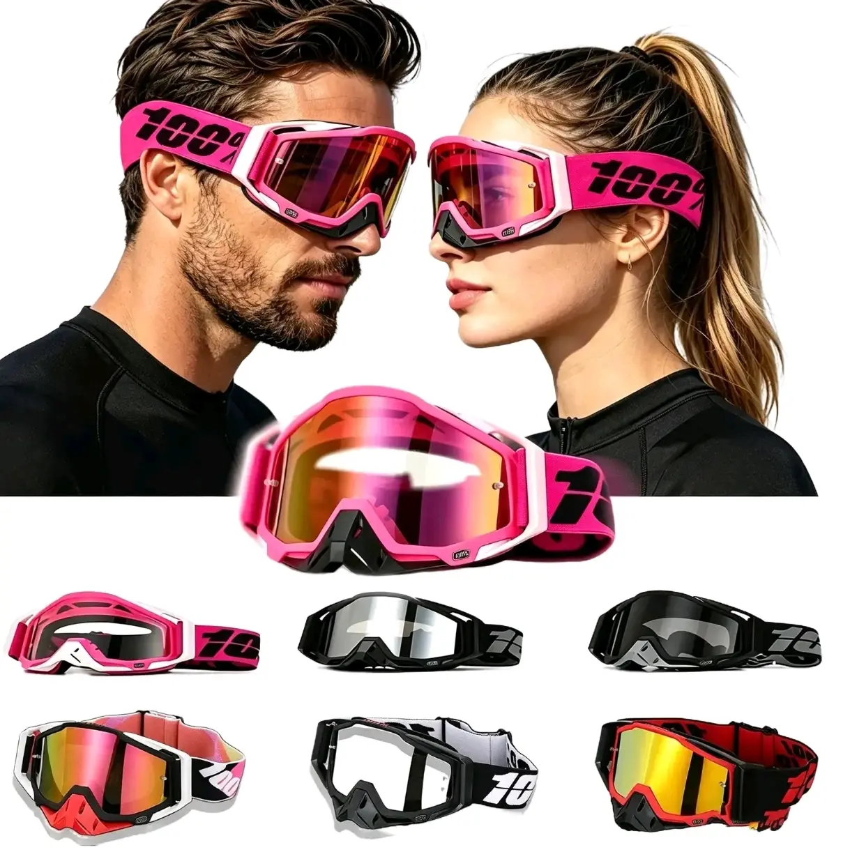 Unisex Armega Champion Series Polarized Half-Frame Motocross Goggles - 100% TPU Windproof, Anti-Fog, Shockproof, UV Protection, Quick Release for MTB ATV Racing Outdoor Riding Sports Eyewear Accessory