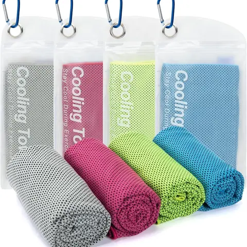 Unisex Adults Gym/Sports Towels (4-Pack, 40"x12") - Quick-Drying, Breathable Mesh Cooling Neck Wraps, Easy Activation, Waterproof, Skin-Friendly, Machine Washable for Yoga/Running