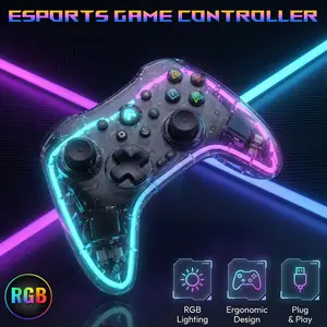 Wireless Game Controller,Ergonomic RGB lighting effect Bluetooth Gaming Controller for Nintendo Switch, PS3 PS4, iPhone, Android Phone,PC Steam Deck, Windows. joycon For PC Adapter, LED Light