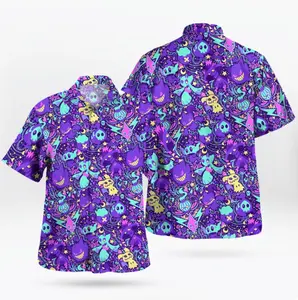 Bold with the Shadow Ball PKM Hawaiian Shirt – Ghost Type Vibes for Summer Style Cute Video Game Monster Apparel For Men Women, Fun Printed Summer Vacation Outfit