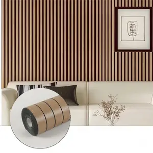Self-Adhesive Striped Wood Wall Paper Roll, Removable Fake Wooden Texture Wallpaper for Bedroom & TV Background, Decorative Wallpaper, 15.74x118 Inches